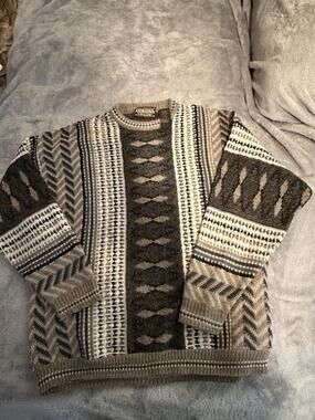Cortina Italia Men’s XL Wool Blend Geometric Sweater Made in Italy